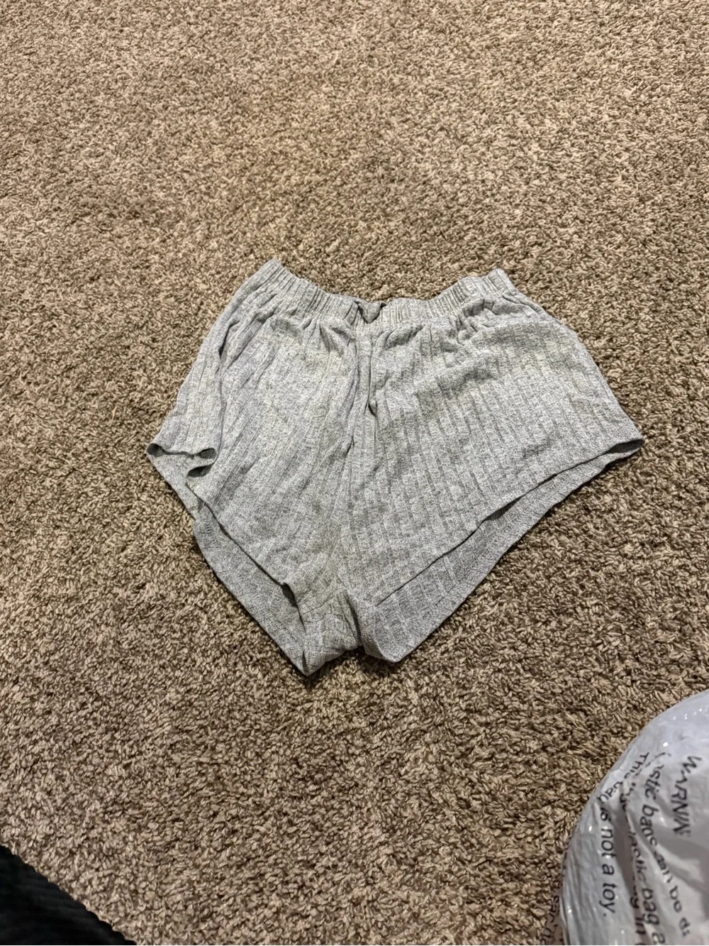 Women's Gray Ribbed Lounge Shorts